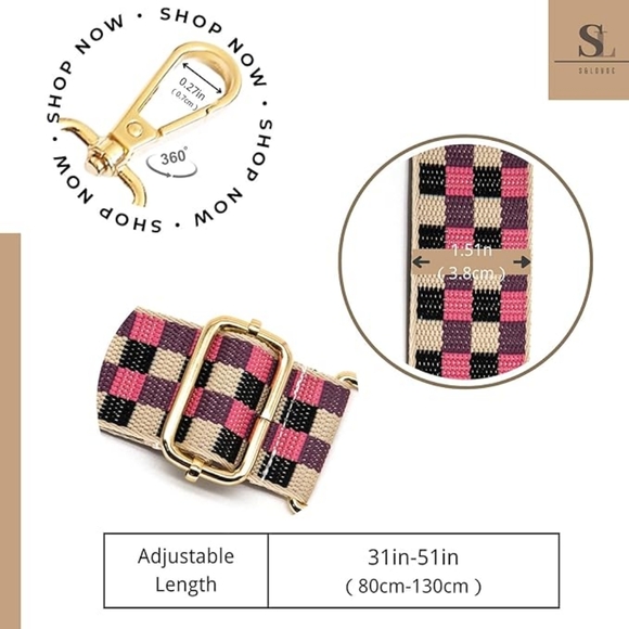 NWOT Checkered Adjustable Purse / Guitar Strap - Picture 3 of 4